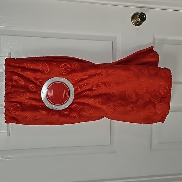 Luxe Orange Red Sports Plush Throw Basketball Baseball Football Tennis 50"x60" - Picture 2 of 5